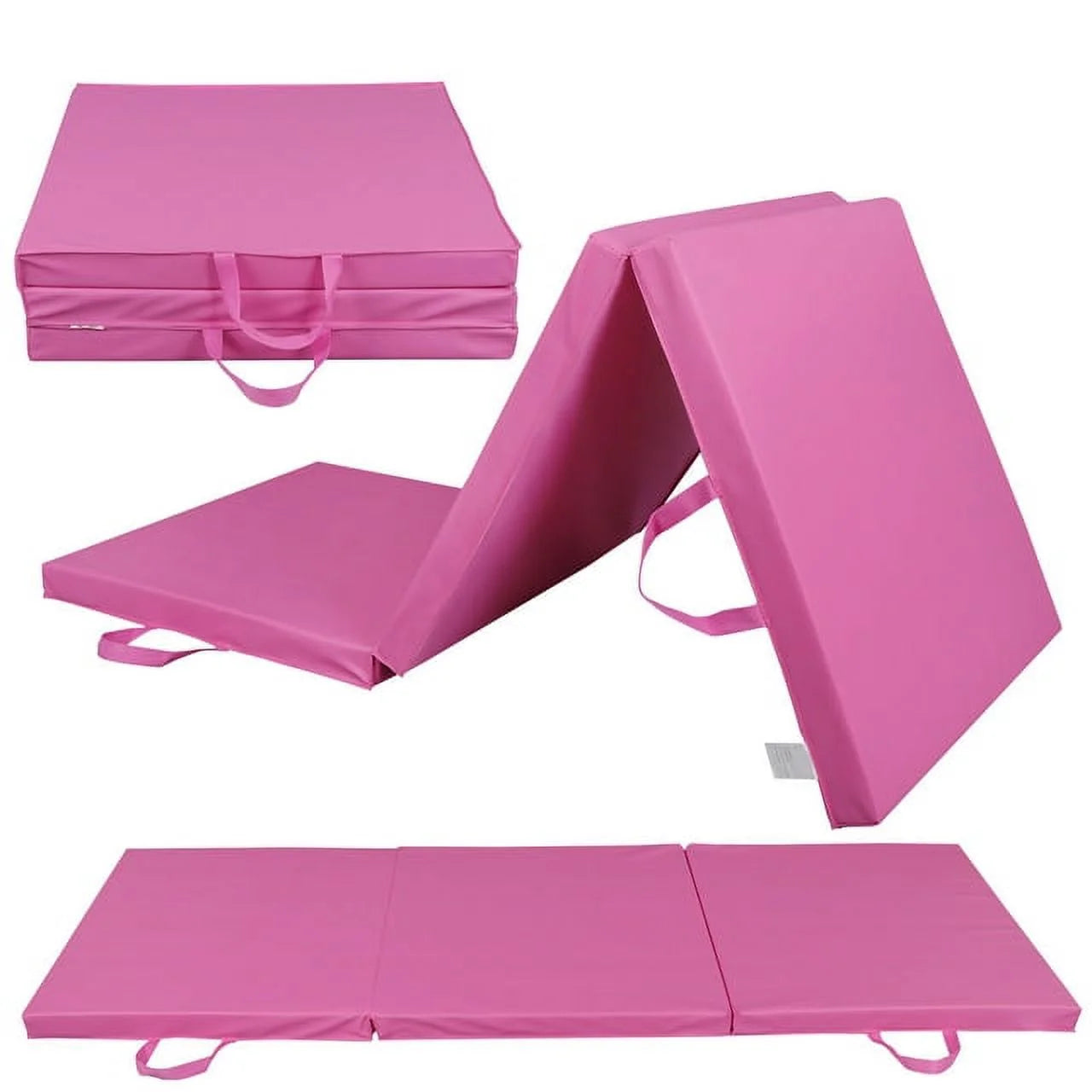 6 Ft. X 2 Ft. X 2 In. Tri-Fold Gymnastic Folding Exercise Aerobics Pink Stretching Yoga Mat