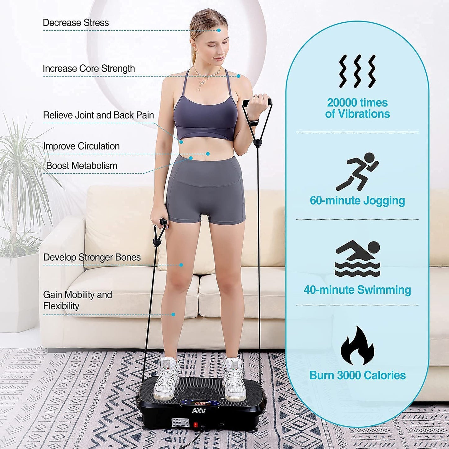 Vibration Plate Exercise Machine Whole Body Workout Vibrate Fitness Platform Lymphatic Drainage Machine for Weight Loss Shaping Toning Wellness Home Gyms Workout